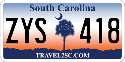 SC license plate ZYS418