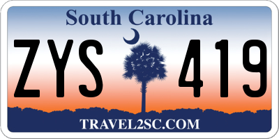 SC license plate ZYS419