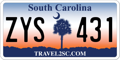 SC license plate ZYS431