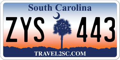 SC license plate ZYS443