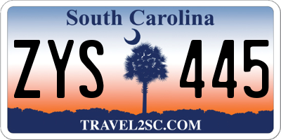 SC license plate ZYS445