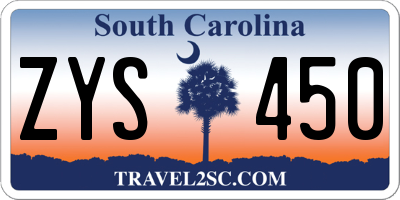 SC license plate ZYS450
