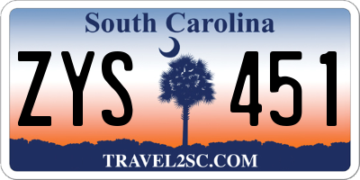 SC license plate ZYS451