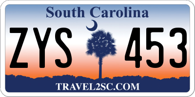 SC license plate ZYS453