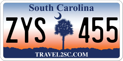SC license plate ZYS455