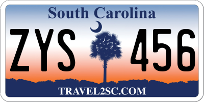 SC license plate ZYS456