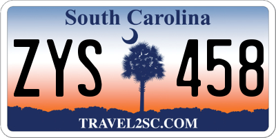 SC license plate ZYS458
