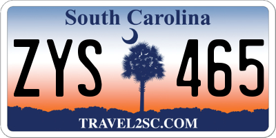SC license plate ZYS465