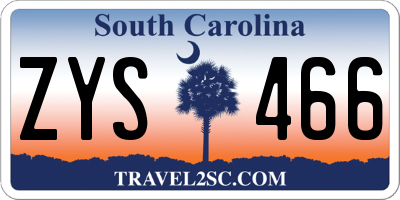 SC license plate ZYS466