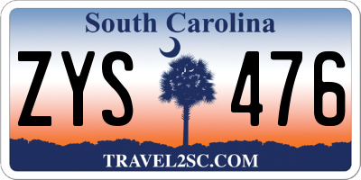 SC license plate ZYS476