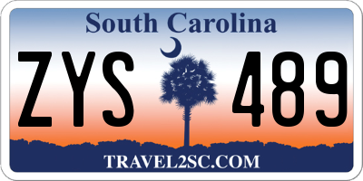 SC license plate ZYS489