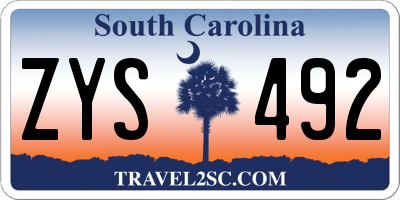 SC license plate ZYS492