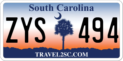 SC license plate ZYS494