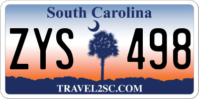 SC license plate ZYS498