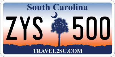 SC license plate ZYS500