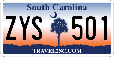 SC license plate ZYS501