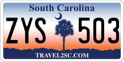 SC license plate ZYS503