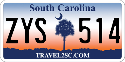 SC license plate ZYS514
