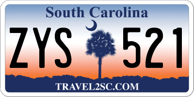 SC license plate ZYS521