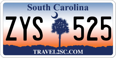 SC license plate ZYS525