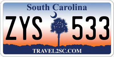 SC license plate ZYS533