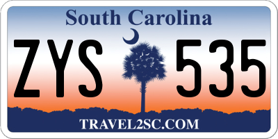 SC license plate ZYS535