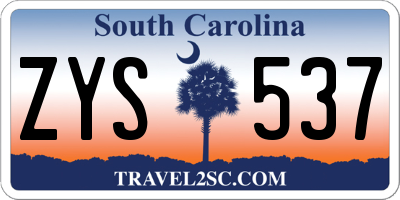 SC license plate ZYS537