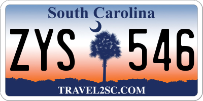SC license plate ZYS546