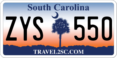 SC license plate ZYS550