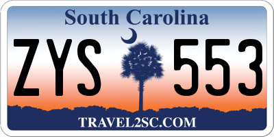 SC license plate ZYS553