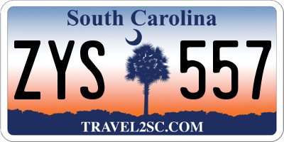 SC license plate ZYS557