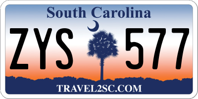 SC license plate ZYS577