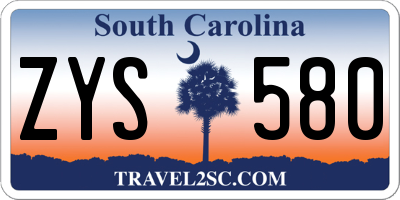 SC license plate ZYS580