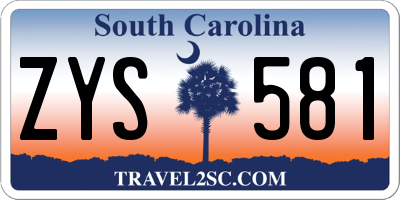 SC license plate ZYS581
