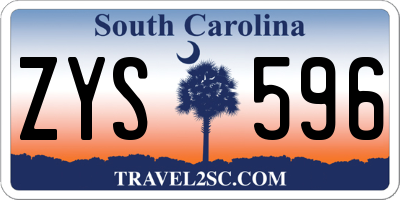 SC license plate ZYS596