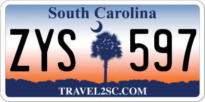 SC license plate ZYS597