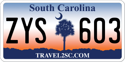 SC license plate ZYS603