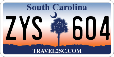SC license plate ZYS604