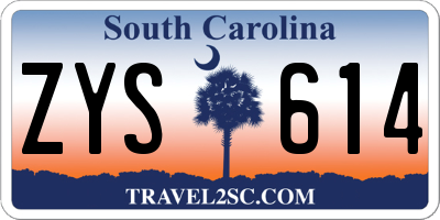 SC license plate ZYS614