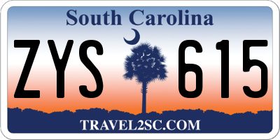 SC license plate ZYS615