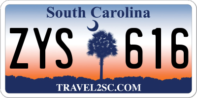 SC license plate ZYS616