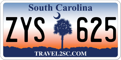 SC license plate ZYS625