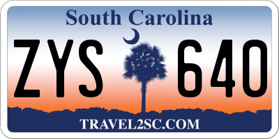 SC license plate ZYS640