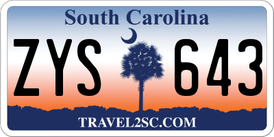 SC license plate ZYS643