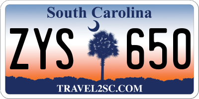 SC license plate ZYS650