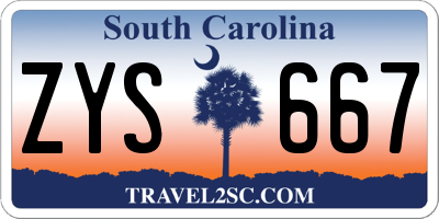SC license plate ZYS667