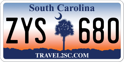 SC license plate ZYS680
