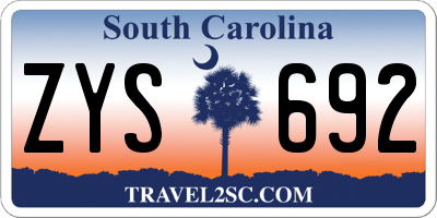 SC license plate ZYS692