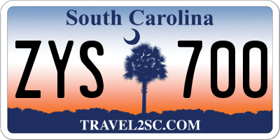 SC license plate ZYS700