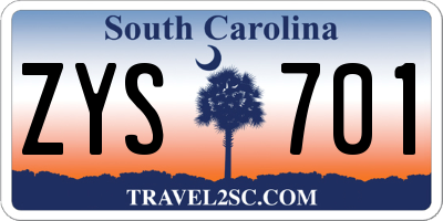 SC license plate ZYS701